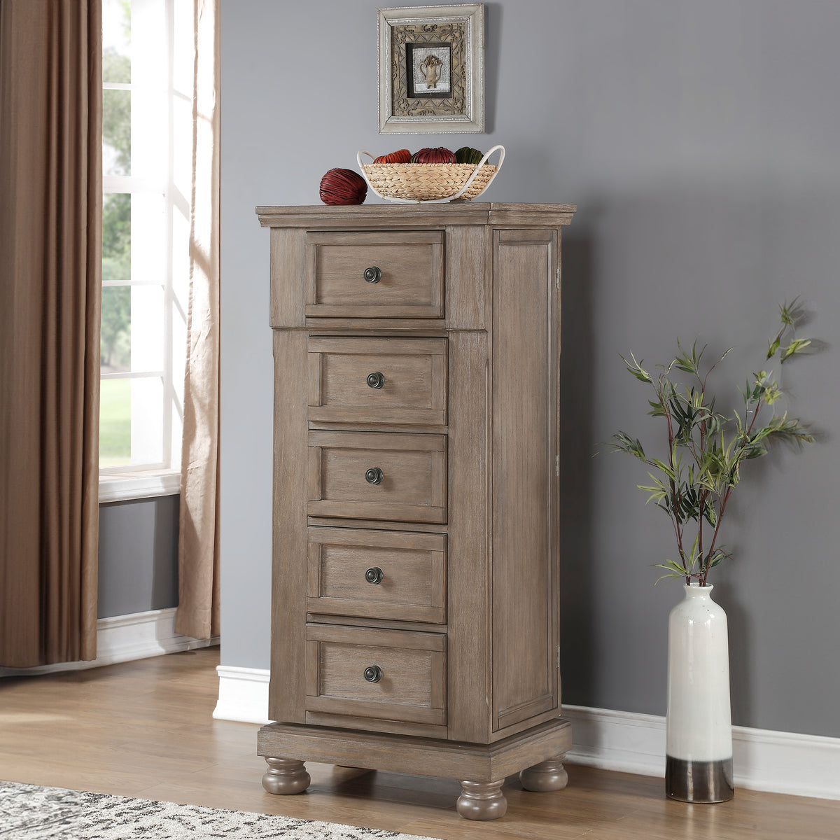 ALLEGRA SWIVEL CHEST – PEWTER