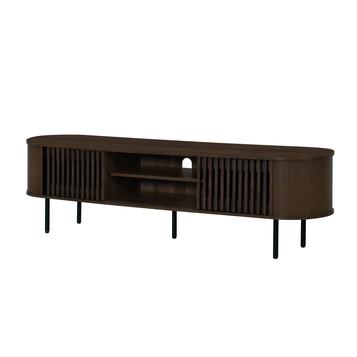 Brax 70" TV Console – Walnut & Black
