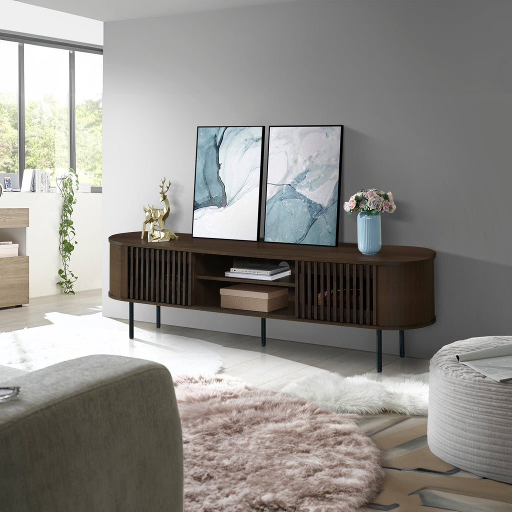 Brax 70" TV Console – Walnut & Black